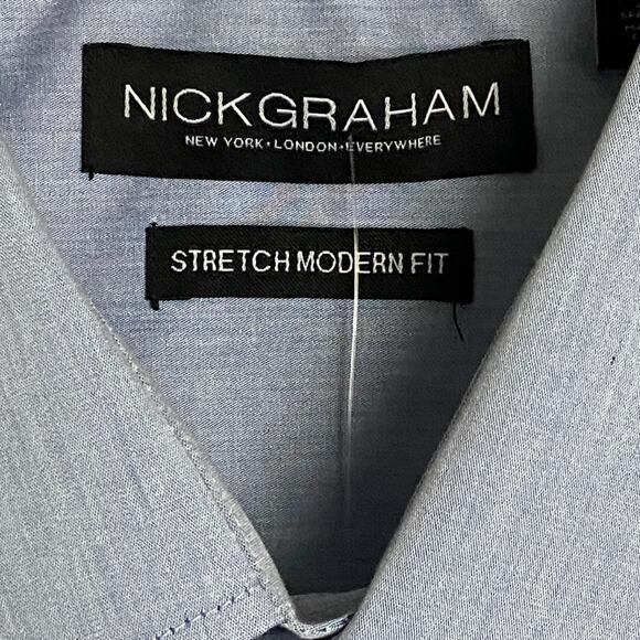 Nick Graham Men's 17-17.5 34/35 Modern Fit Dress Shirt Light Blue NEW - Picture 8 of 11